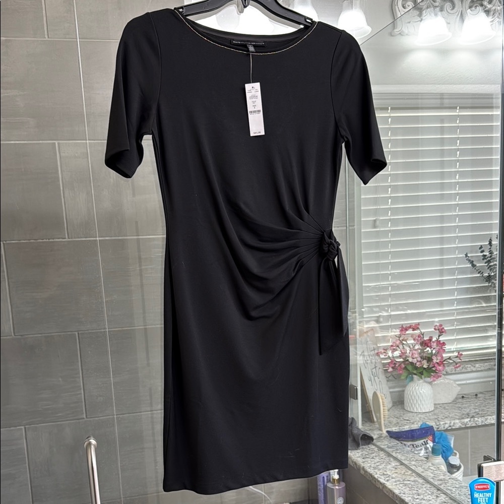 White House Black Market Gray Ruched Midi Sheath Dress